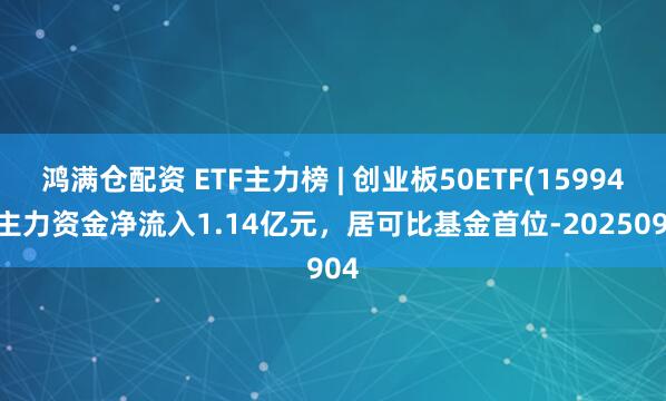 鸿满仓配资 ETF主力榜 | 创业板50ETF(159949)主力资金净流入1.14亿元，居可比基金首位-20250904
