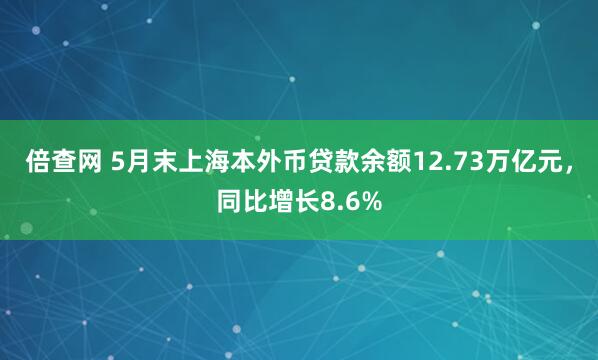 倍查网 5月末上海本外币贷款余额12.73万亿元，同比增长8.6%